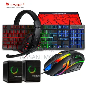 Gaming Keyboard,Mouse,Headset,Mat,Speaker (5 In1)