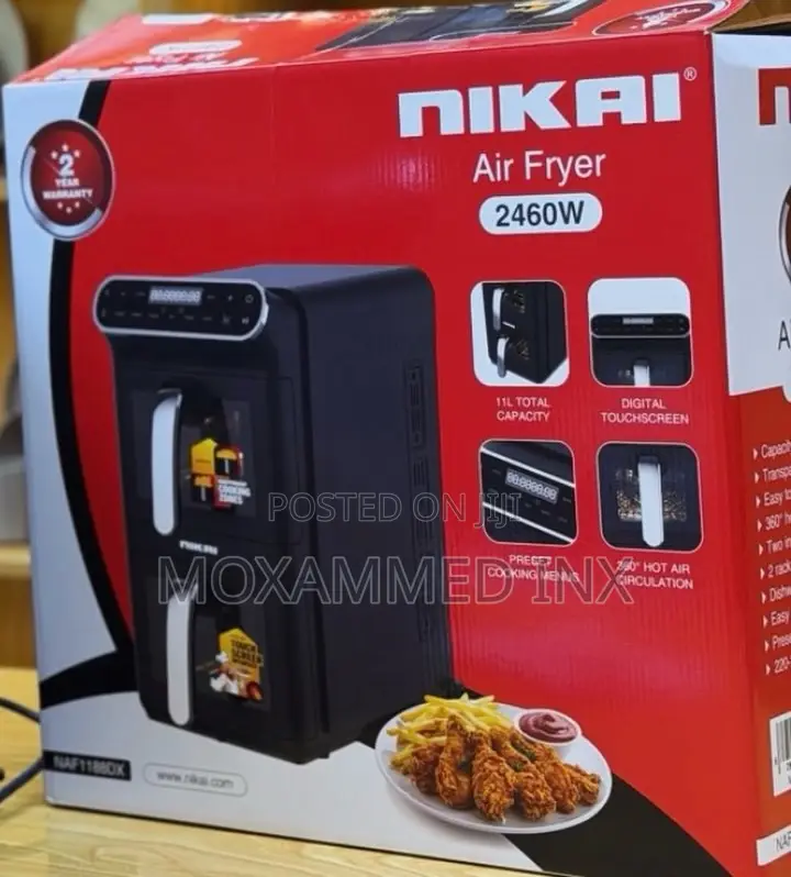 Nikai Air Fryer, Model Naf1188dx,Features a Total Capacity of 11