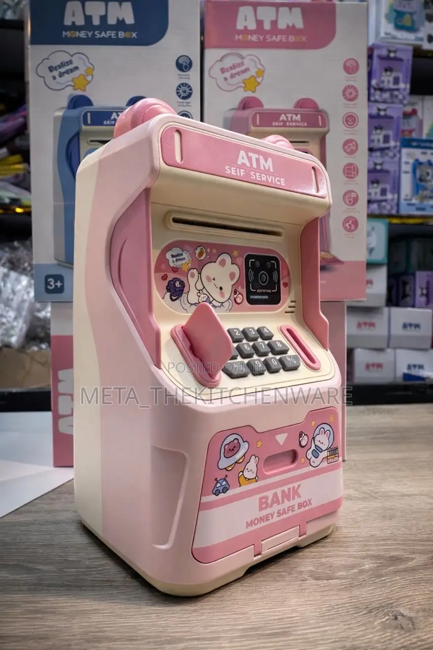 Kids Atm Money Safe Box Blue Panda With Face Recognition Lock
