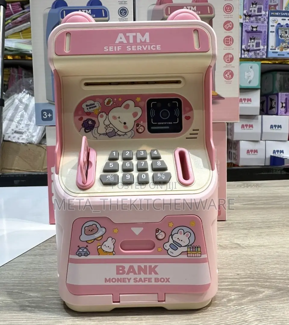 Kids Atm Money Safe Box Blue Panda With Face Recognition Lock
