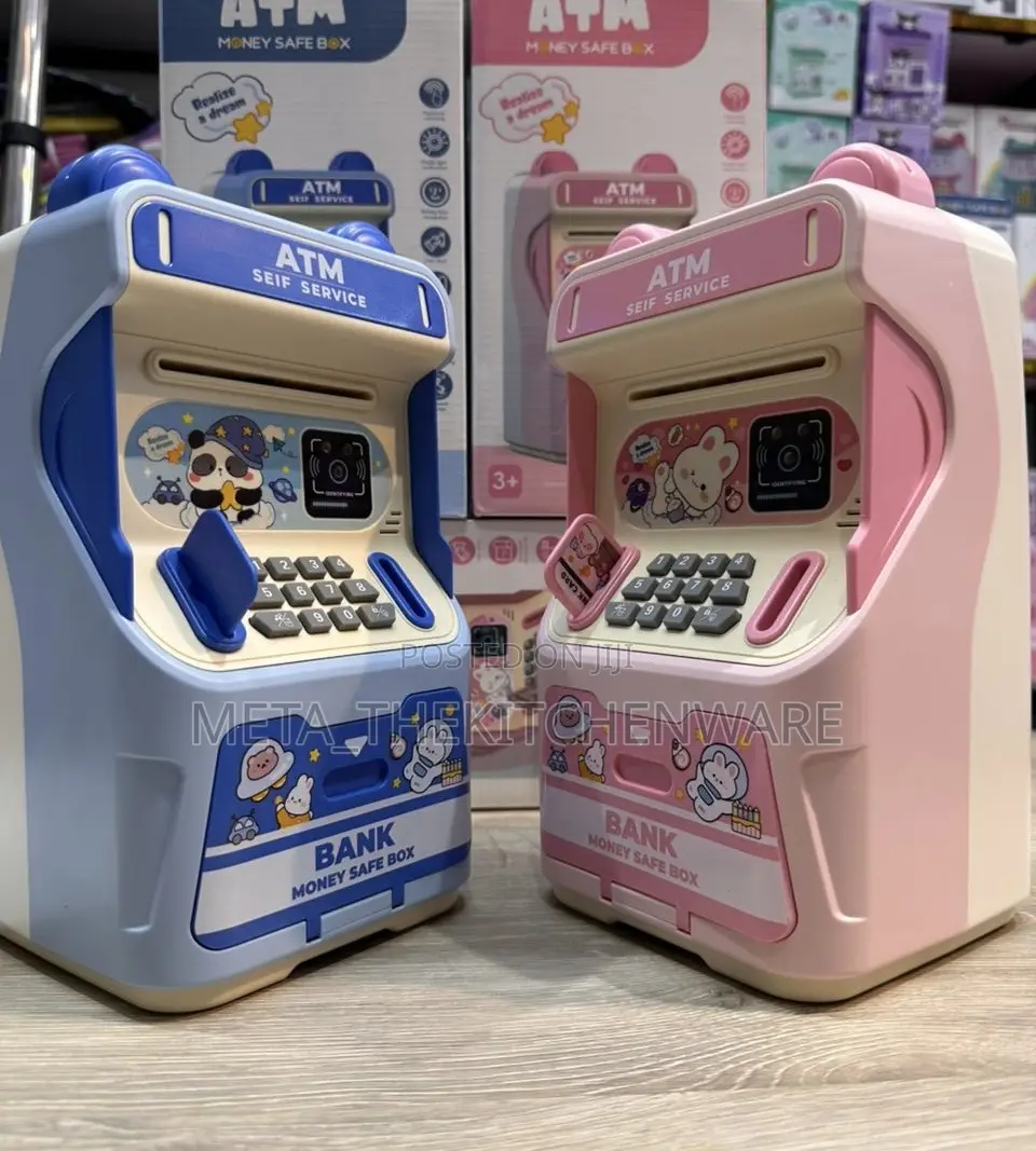 Kids Atm Money Safe Box Blue Panda With Face Recognition Lock