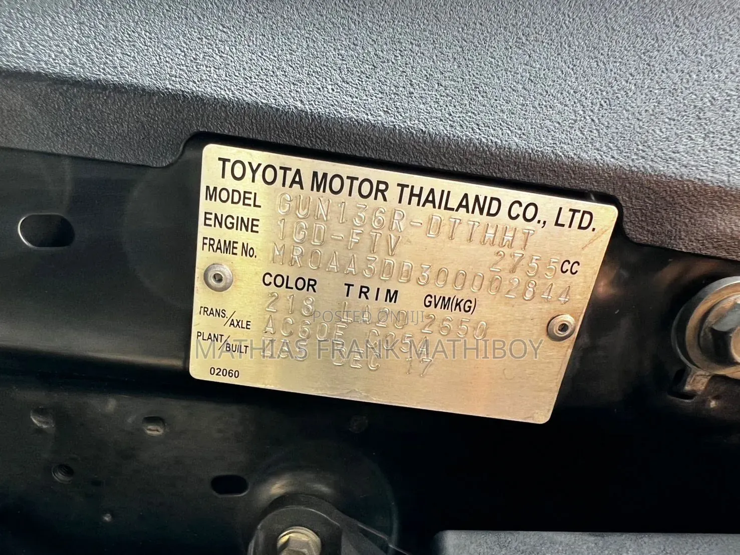 Toyota Hilux 2017 Matt Black