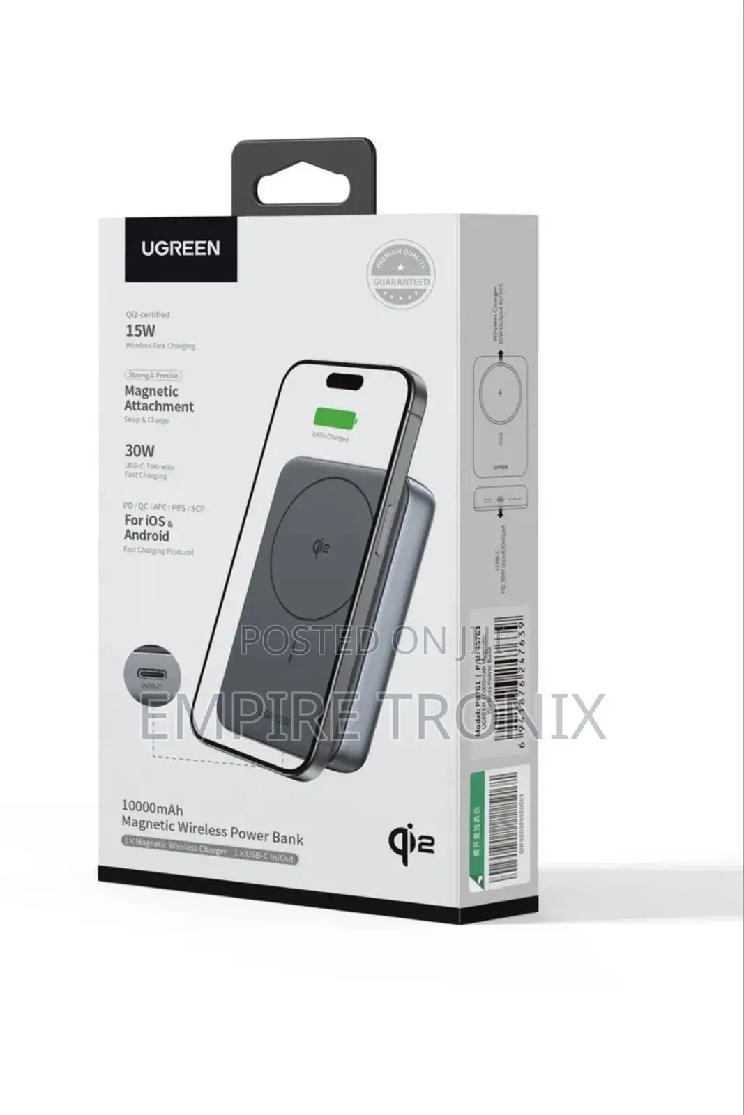 Ugreen 10000mah 30w Qi2 Magnetic Wireless Power Bank
