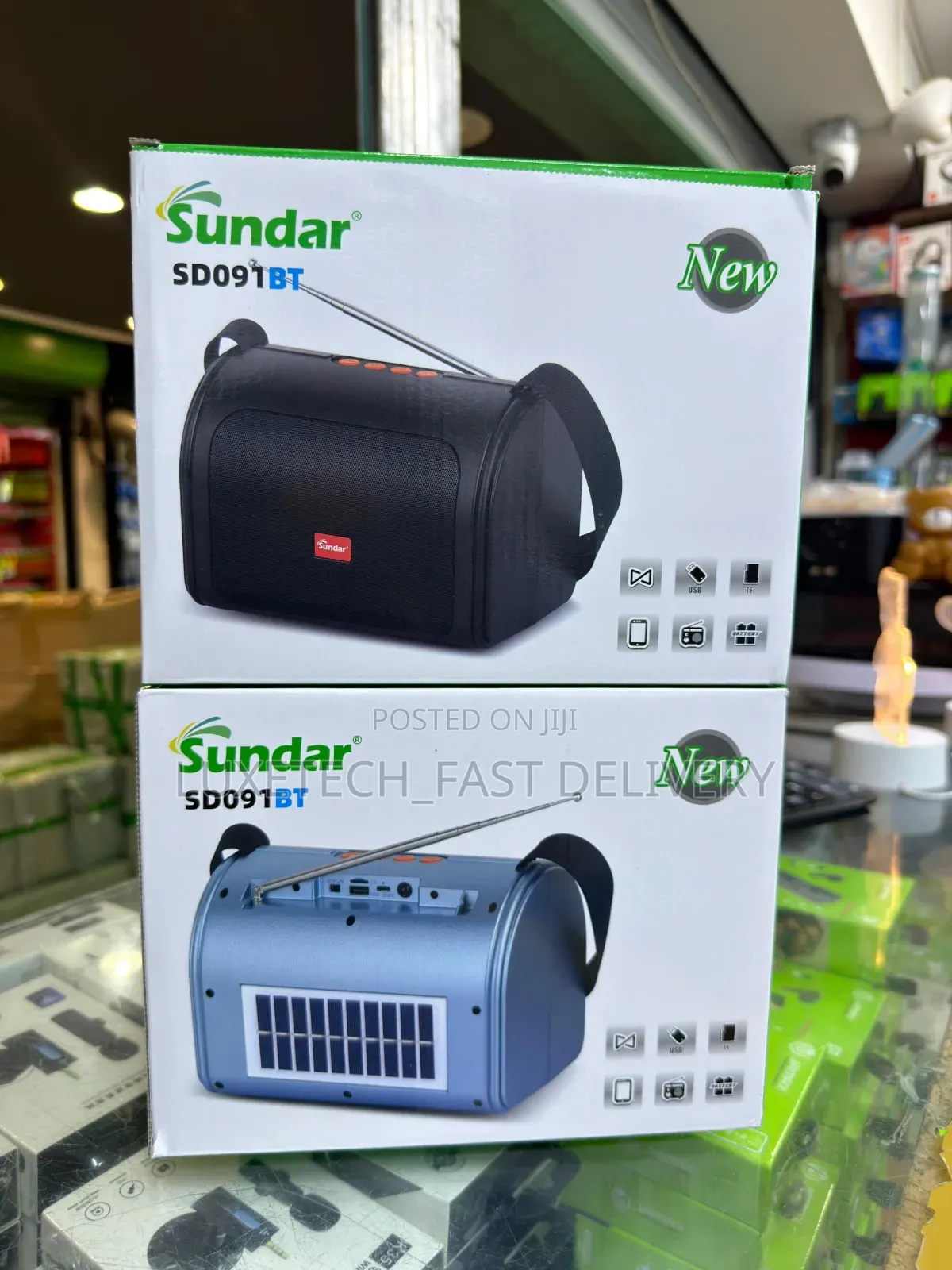 Sundar Sd091bt Portable Bluetooth Speaker With Solar Charging Panel