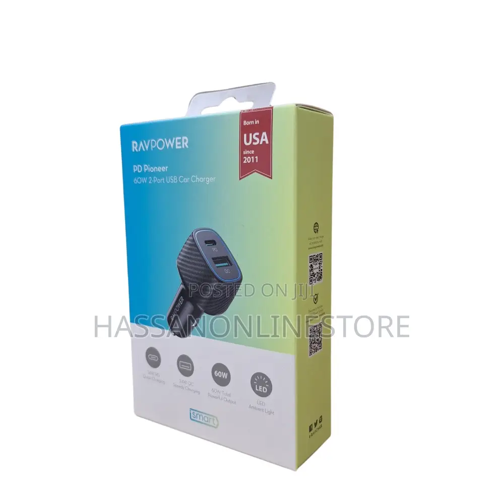 Ravpower Rp-Vc009 Pd Pioneer 60w 2-Port Car Charger