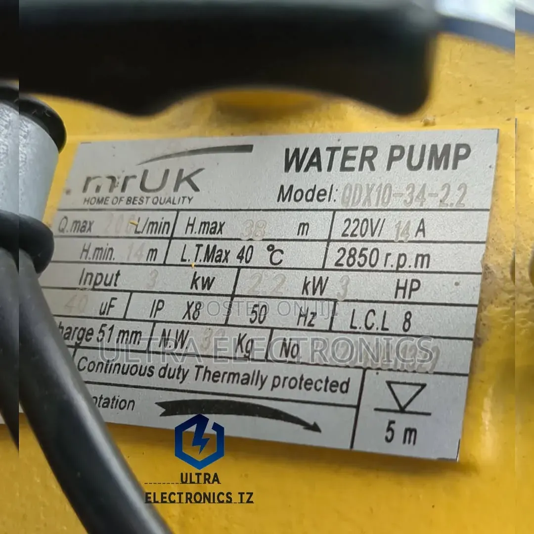Mr Uk Deep Pump/ Sewage Pump With 3.0hp and Rate of 200 Litres/Min