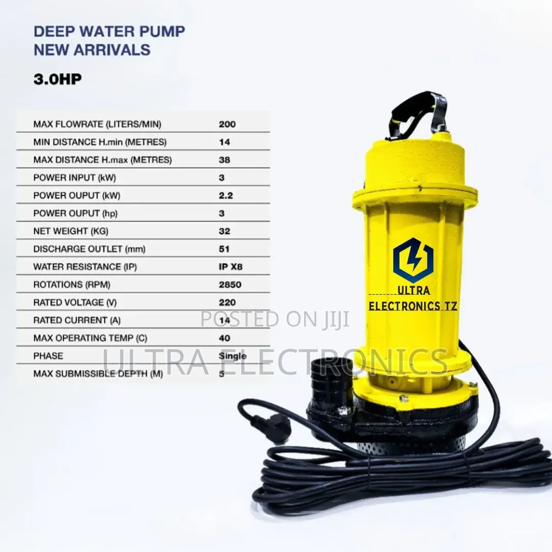 Mr Uk Deep Pump/ Sewage Pump With 3.0hp and Rate of 200 Litres/Min