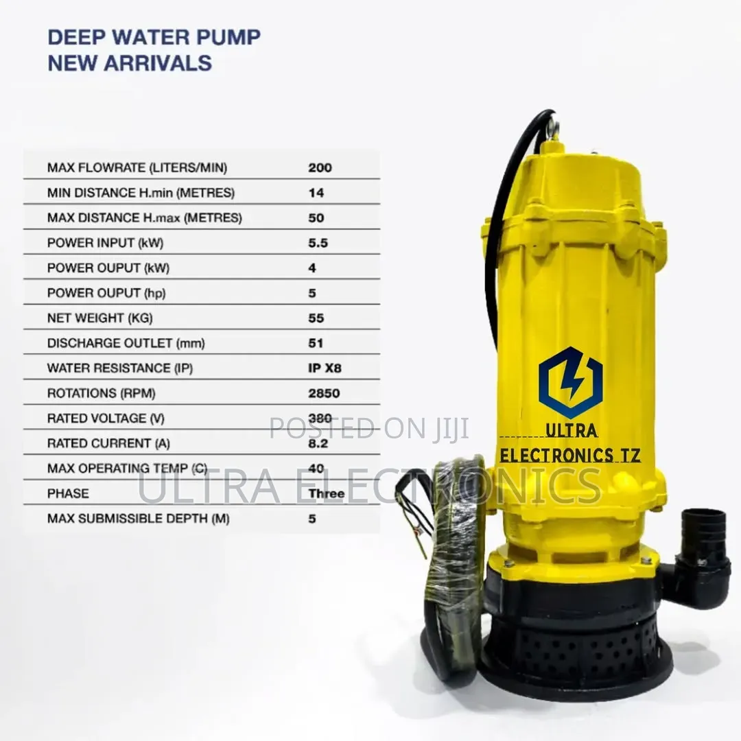 Mr Uk Deep Pump/ Sewage Pump With 5 Hp and Rateflow of 200 Litres/Min