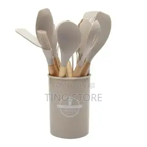 Silicone Cooking Utensils Set With Wooden Handles
