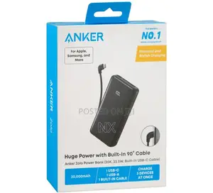 Anker Zolo Powerbank 22.5w Built-in Type C Cable 20,000mah A110eh11