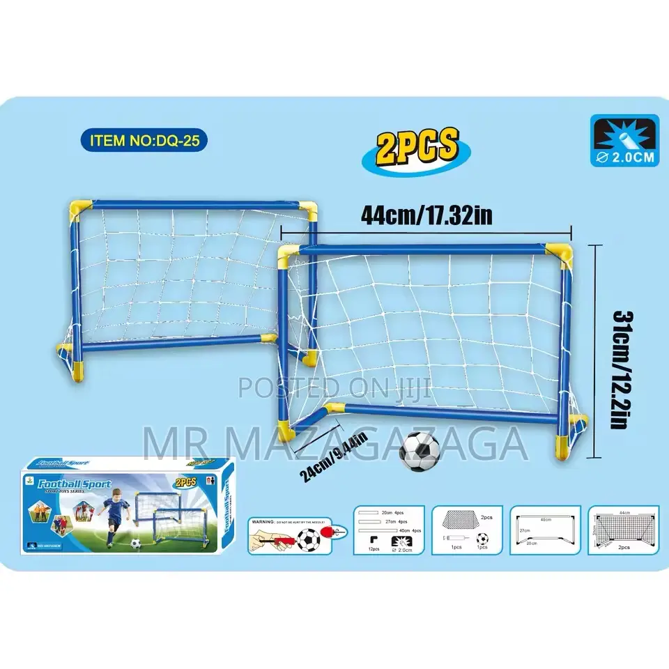 2pc Soccer Goal Set With Inflatable Ball For Kids