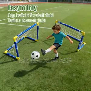 2pc Soccer Goal Set With Inflatable Ball For Kids