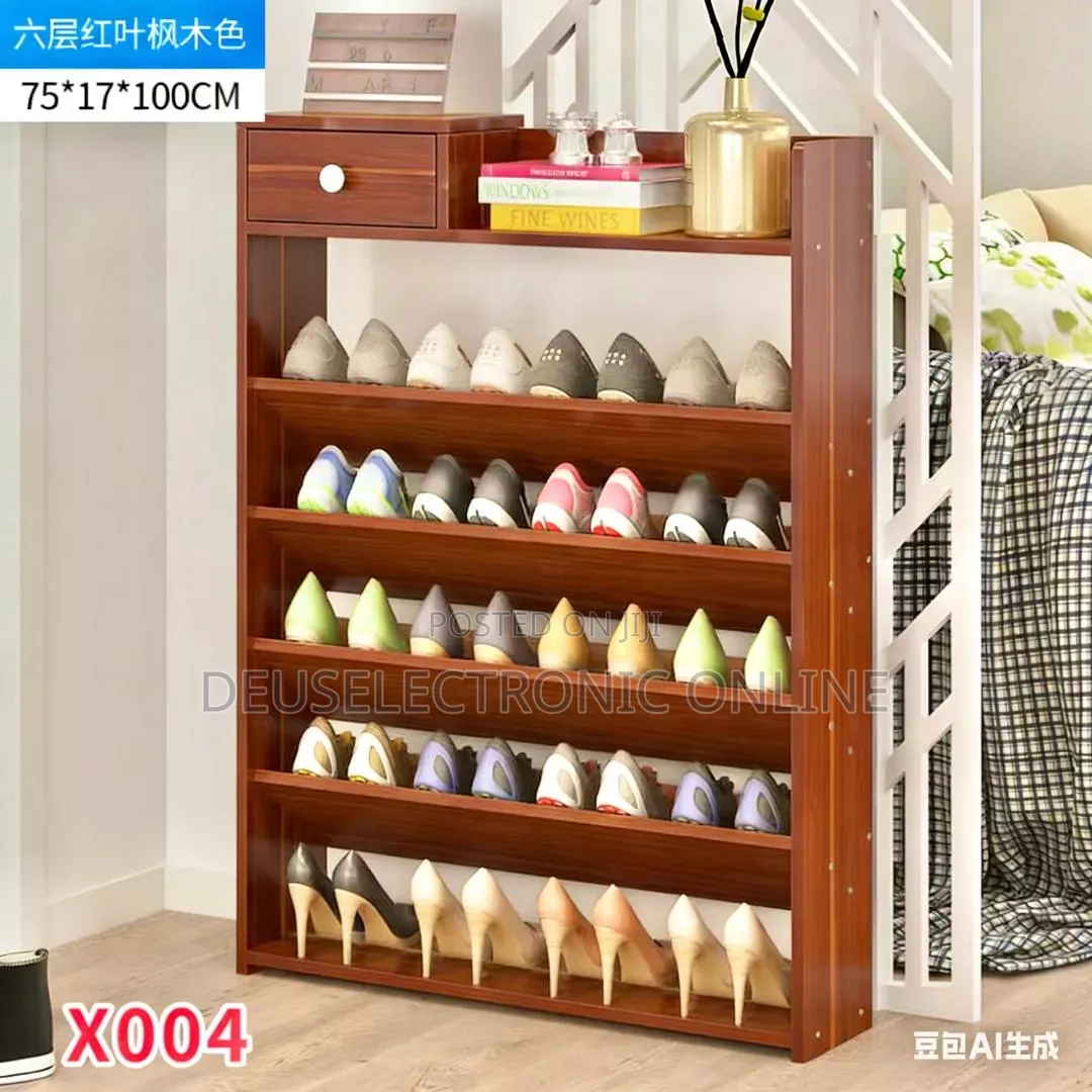 Shoe Rack Ya Mbao Nzito Ngazi 5 Na Droo Yake