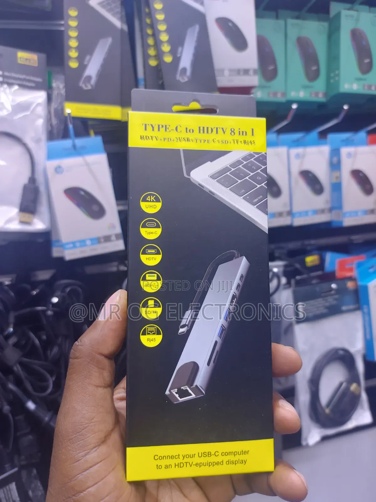 Type C to Hdmi 8 in 1. Hdtv, Pd, 2usb, Type C, Sd, Tf and Rj45