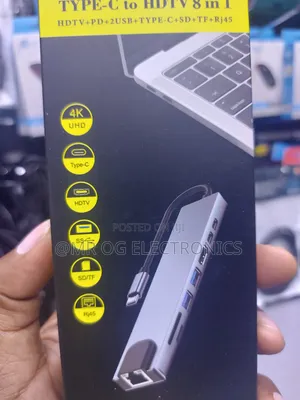Type C to Hdmi 8 in 1. Hdtv, Pd, 2usb, Type C, Sd, Tf and Rj45