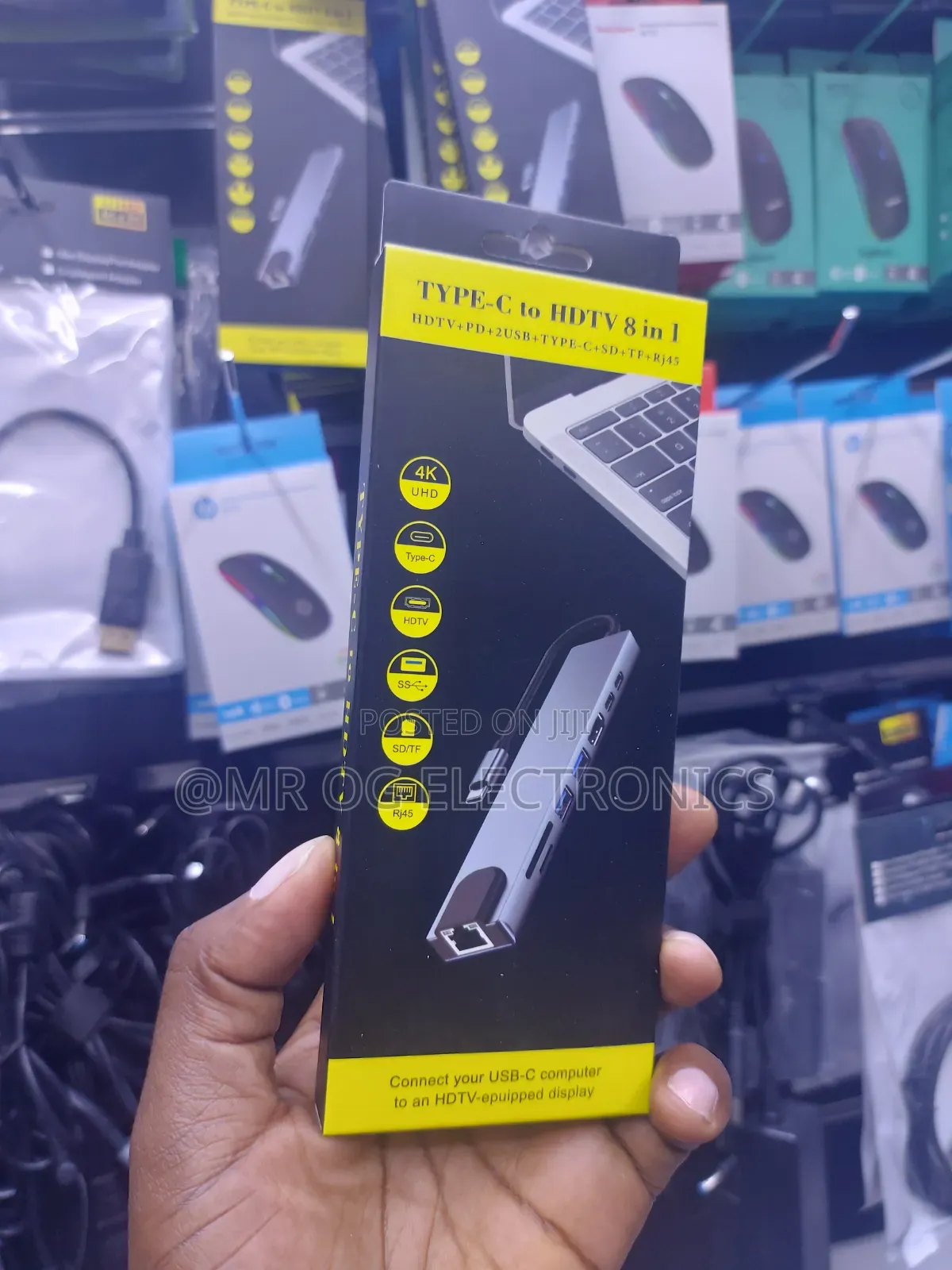 Type C to Hdmi 8 in 1. Hdtv, Pd, 2usb, Type C, Sd, Tf and Rj45