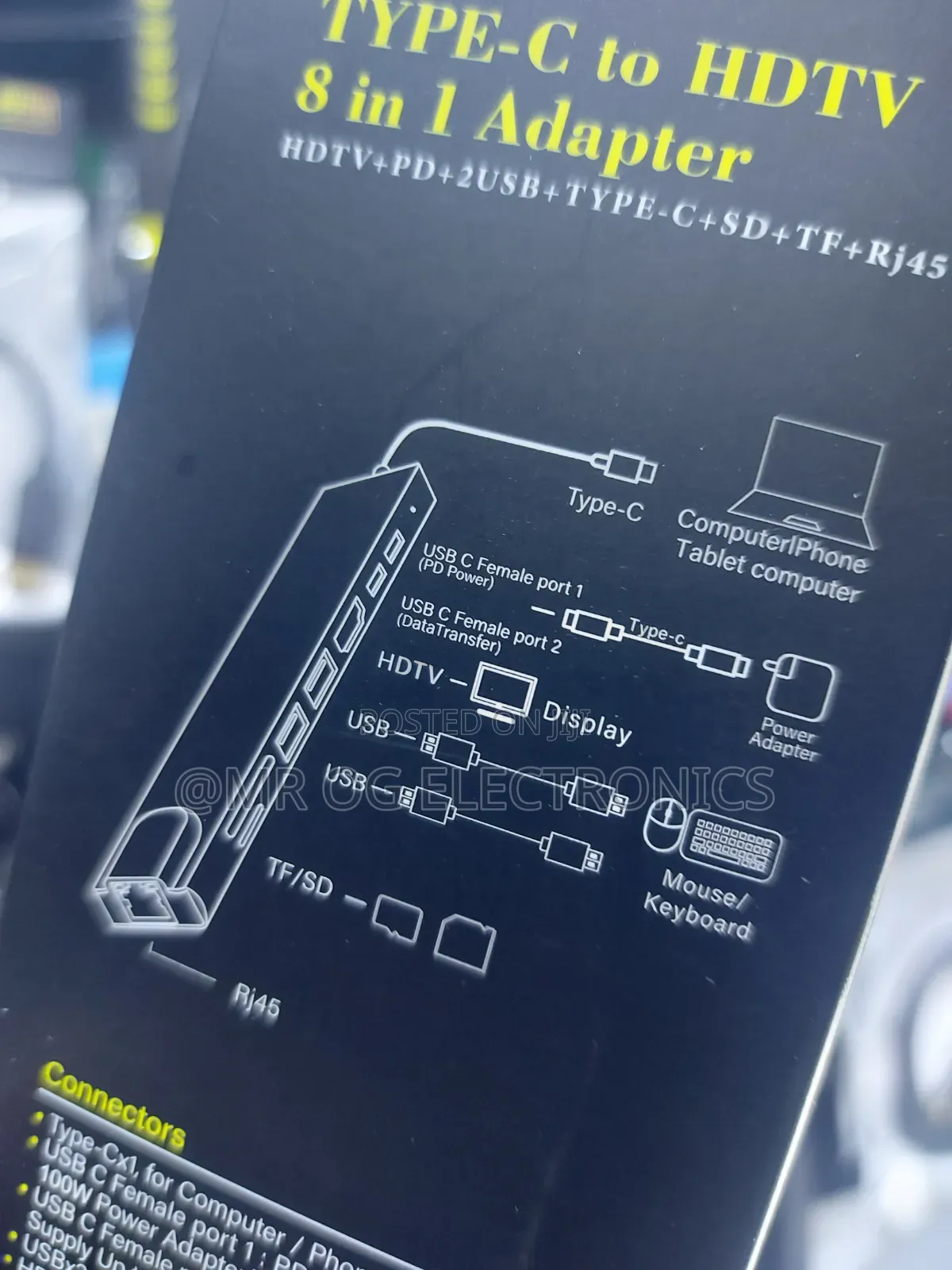 Type C to Hdmi 8 in 1. Hdtv, Pd, 2usb, Type C, Sd, Tf and Rj45
