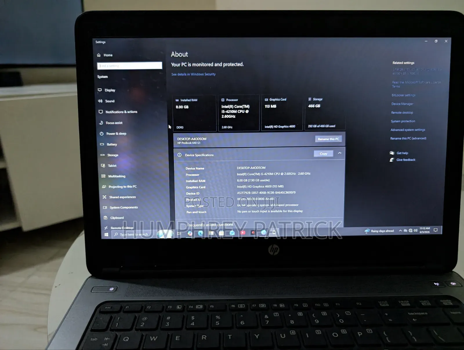 Laptop HP ProBook 640 G1 8GB Intel Core i5 HDD 500GB