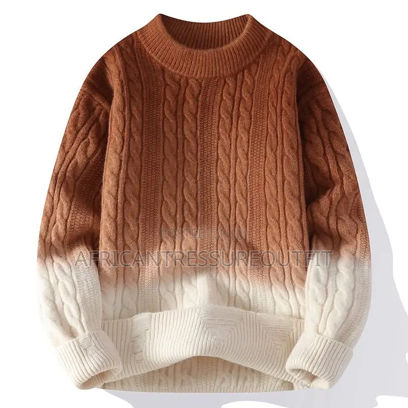 Casual Crew Neck Gradient Knit Sweater Available