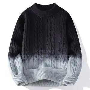 Casual Crew Neck Gradient Knit Sweater Available