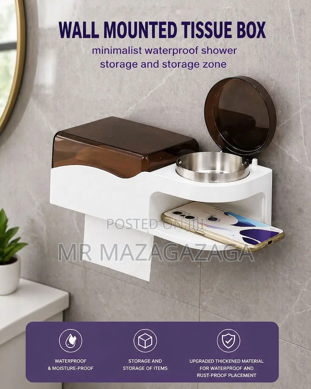 Wall Mounted Tissue Box Holder