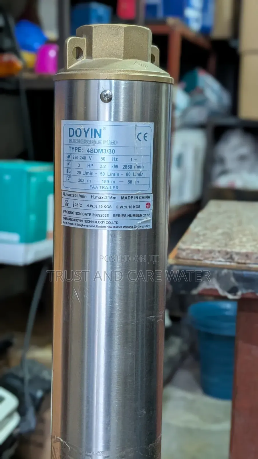 Doyin Submersible Pump 3hp Singla Phase