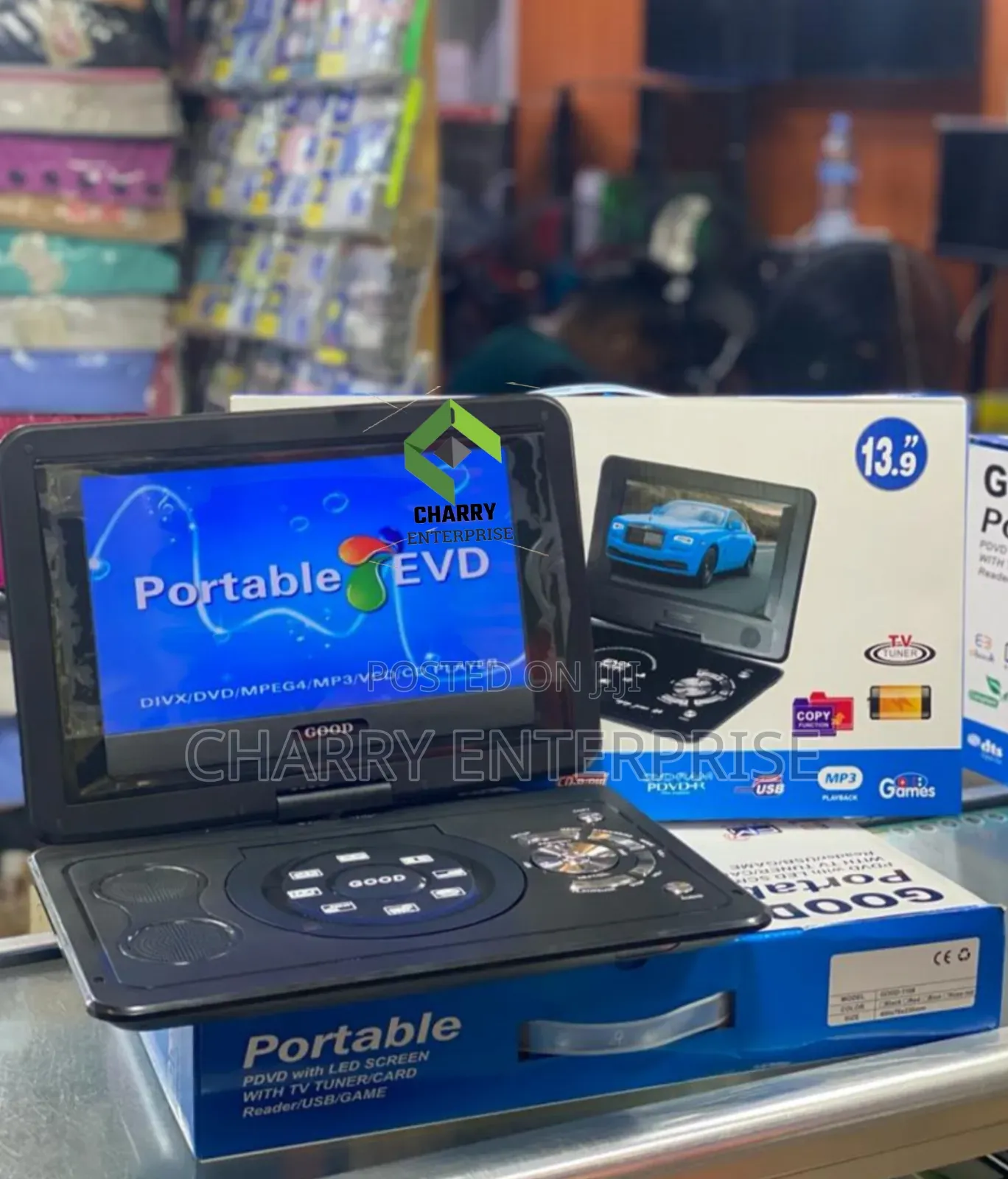 Portable Evd/ DVD Player 13.9 Inch for Home or Vehicle Use Like Cars