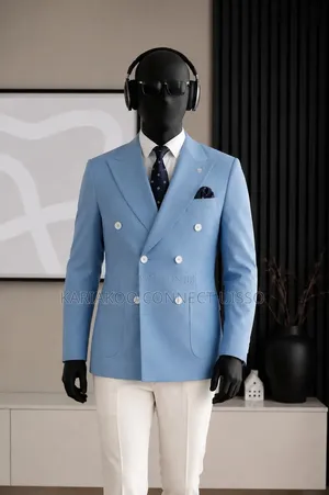  Blue Whait Men's Suit