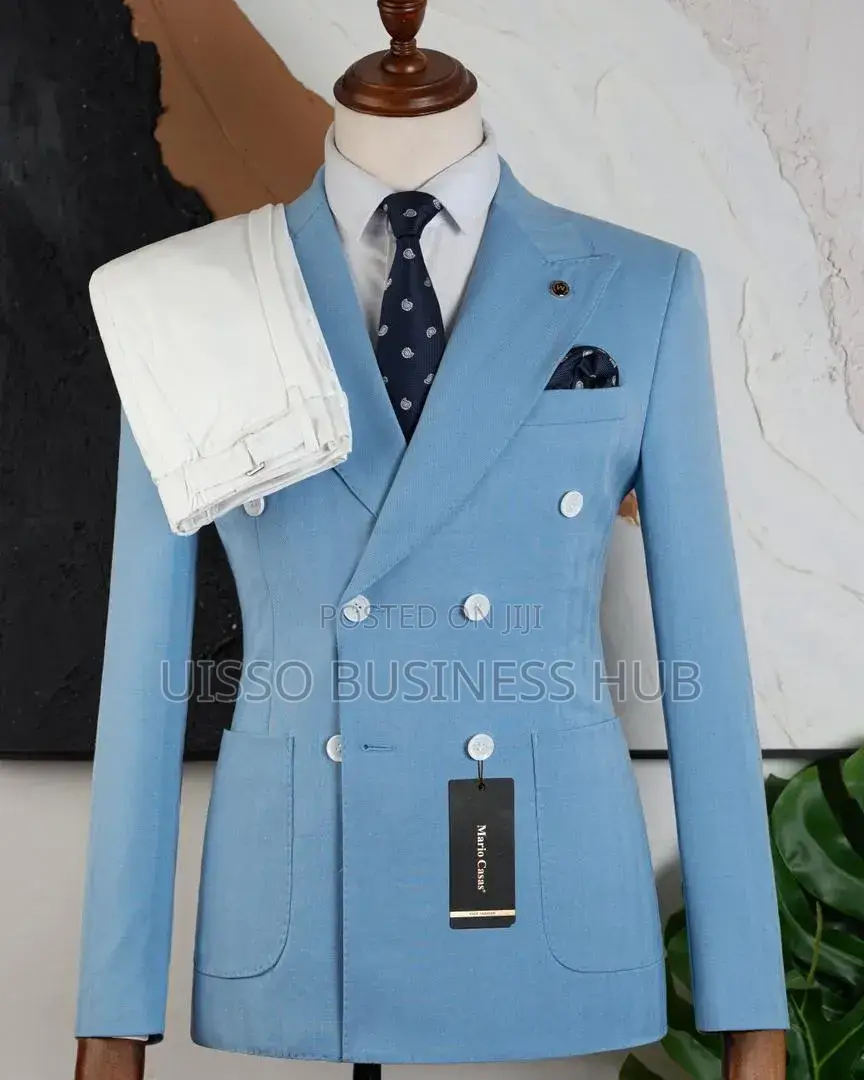  Blue Whait Men's Suit