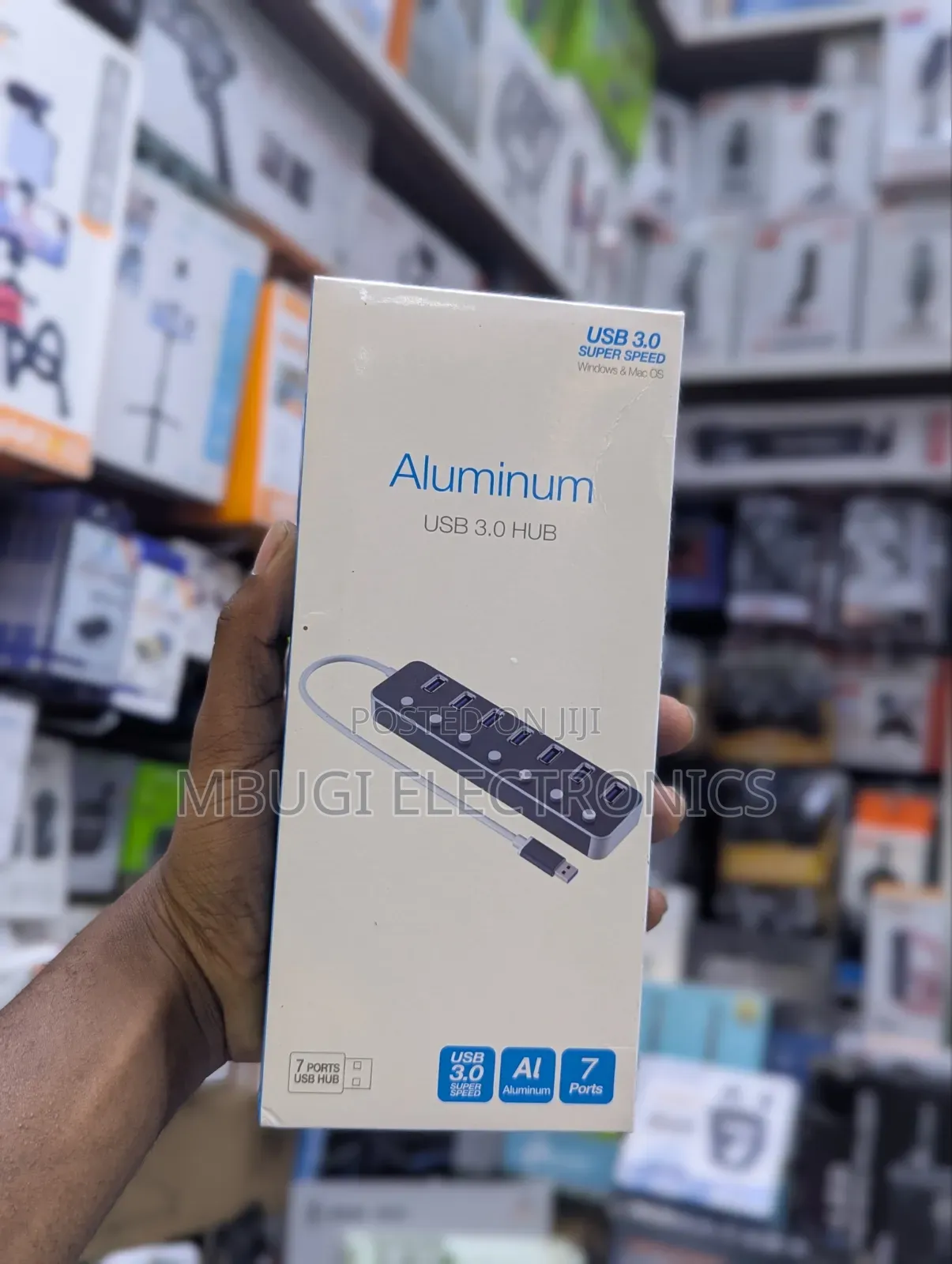 Aluminum 7 Ports Usb Hub With Port Switches
