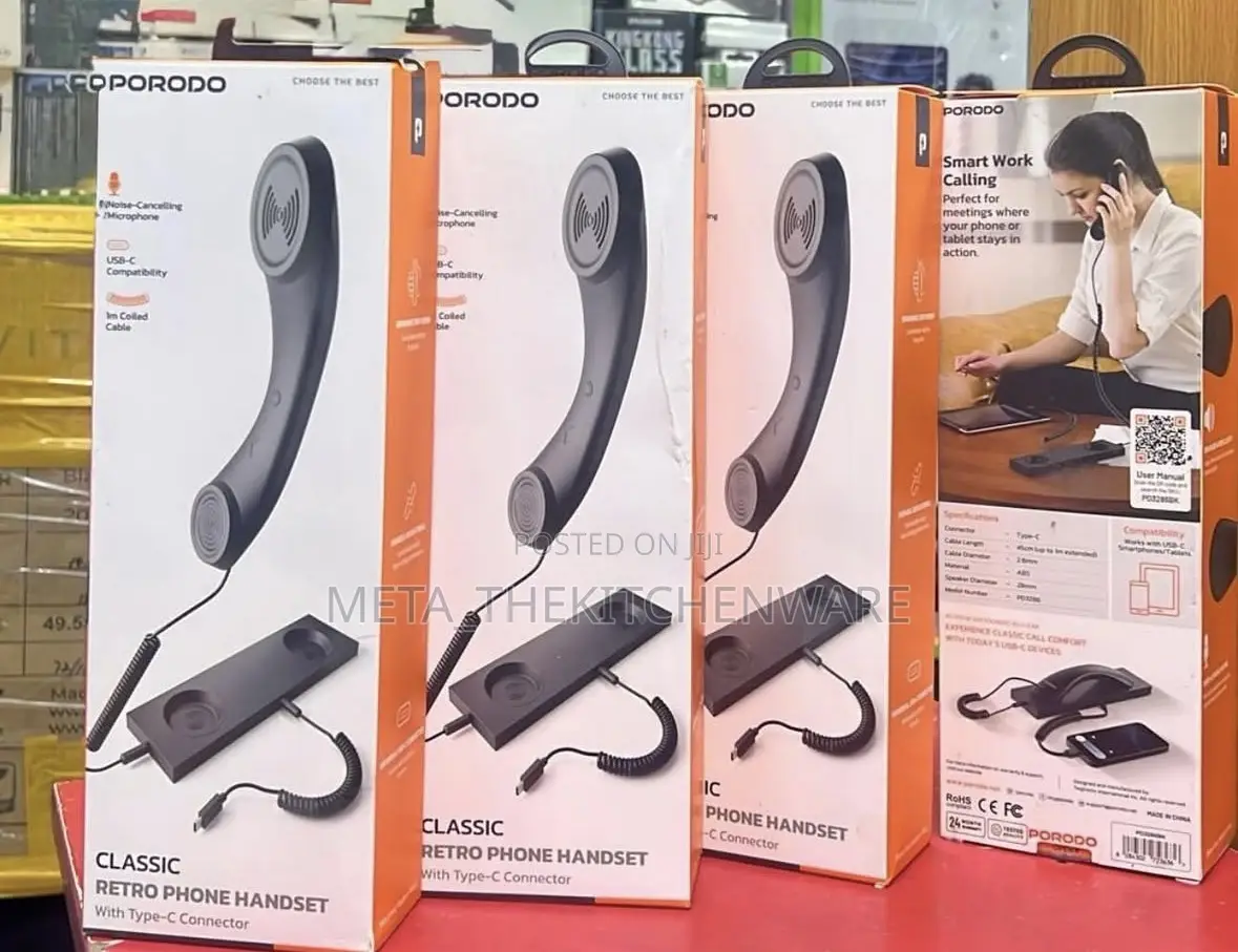 Porodo Classic Retro Phone Handset, Smart Work Calling