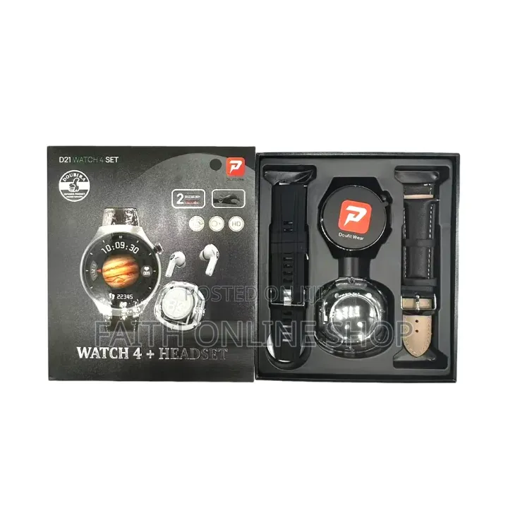 D21 Watch 4 Smartwatch + Wireless Bluetooth Earbuds Combo Set