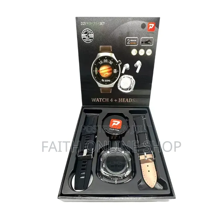 D21 Watch 4 Smartwatch + Wireless Bluetooth Earbuds Combo Set