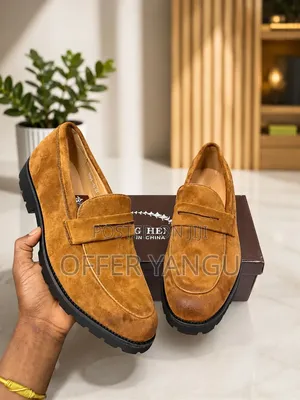 Tan Suede Penny Loafers