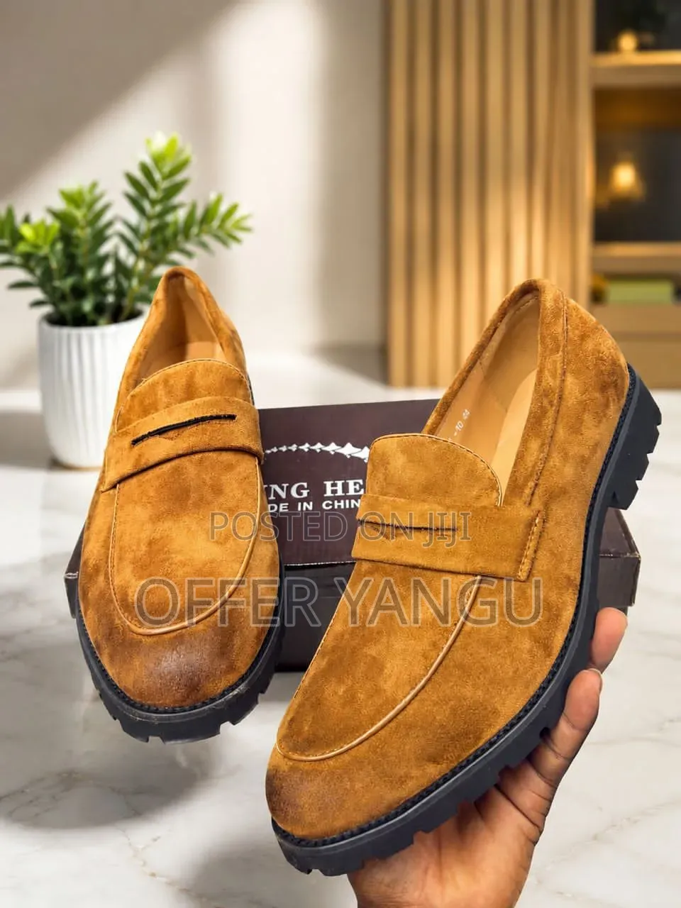 Tan Suede Penny Loafers
