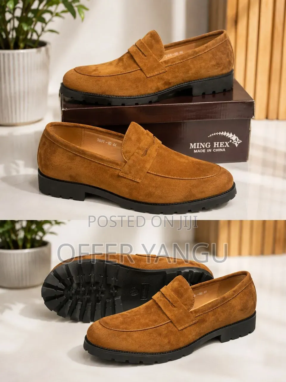 Tan Suede Penny Loafers