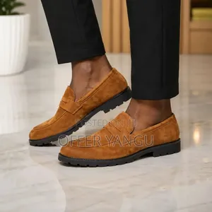 Tan Suede Penny Loafers