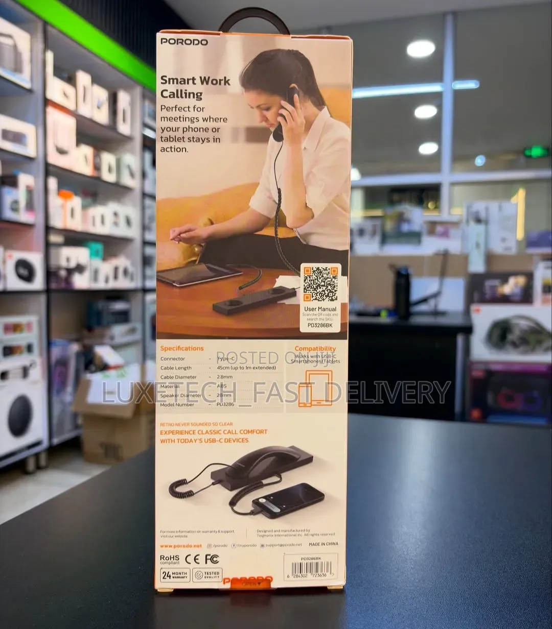 Porodo Classic Retro Phone Handset (Type-C Connector)