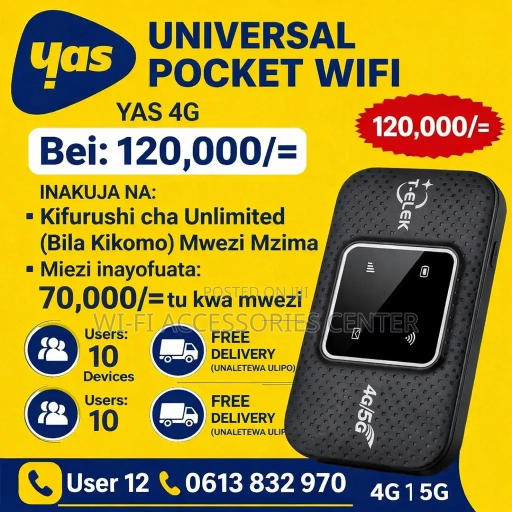Yas Wi-Fi Tz, High Speed, Stable and Unlimited Internet