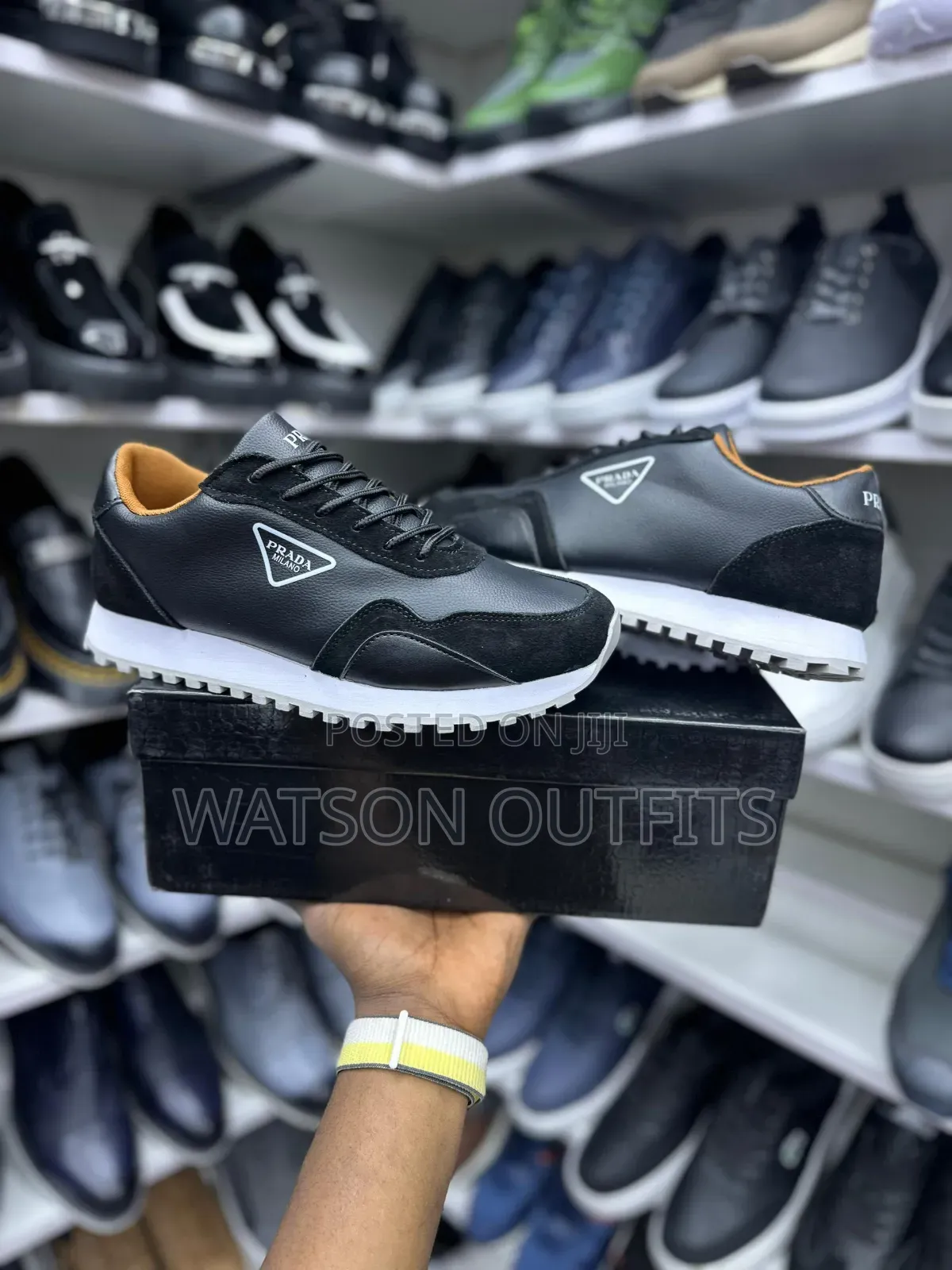 Prada Milano Brand Men's Leather Shoes Class 1 Materials