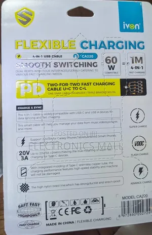 Ivon Ca220 60w Fast Charging Cable