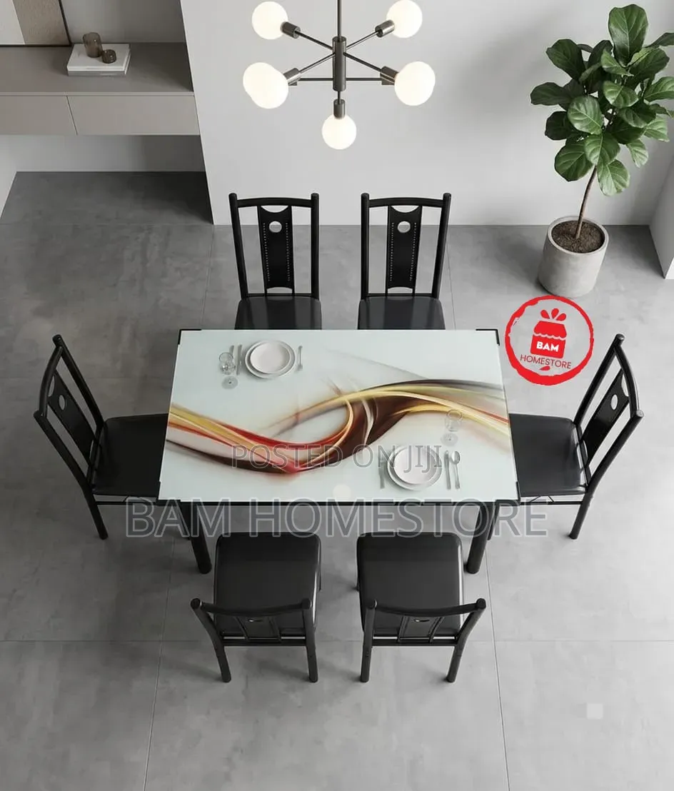 Modern Glass Dining Table Set - Meza Ya Chakula Ya Kisasa(4 6 People)