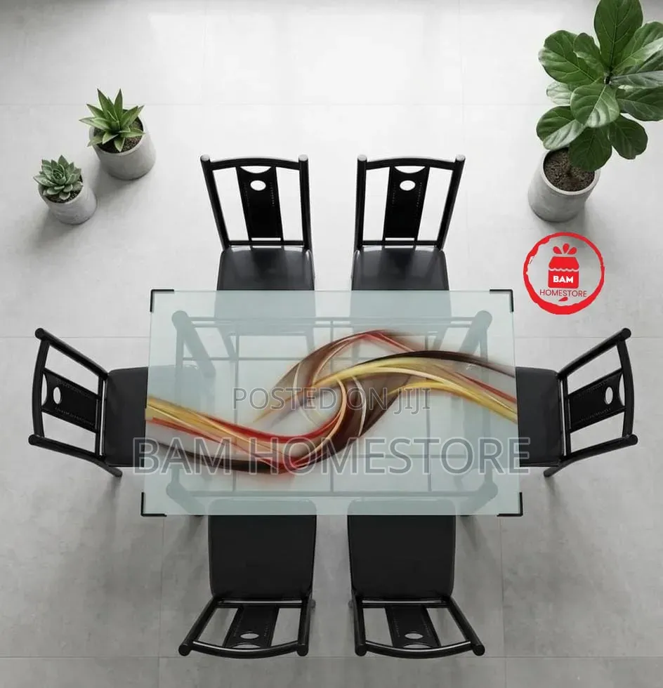Modern Glass Dining Table Set - Meza Ya Chakula Ya Kisasa(4 6 People)