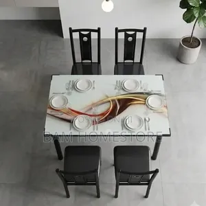 Modern Glass Dining Table Set - Meza Ya Chakula Ya Kisasa(4 6 People)