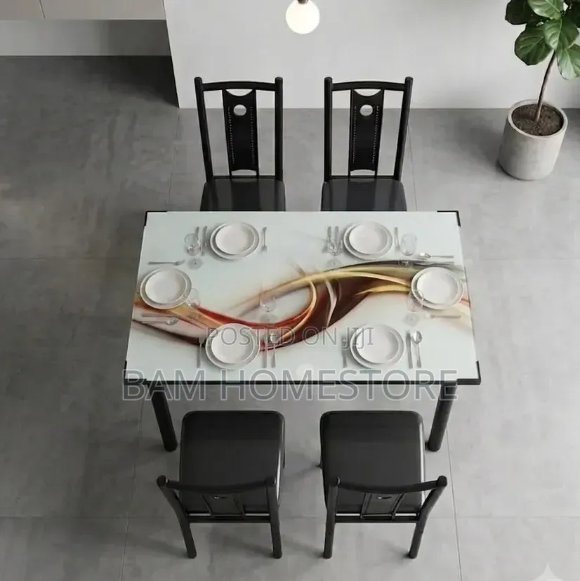 Modern Glass Dining Table Set - Meza Ya Chakula Ya Kisasa(4 6 People)