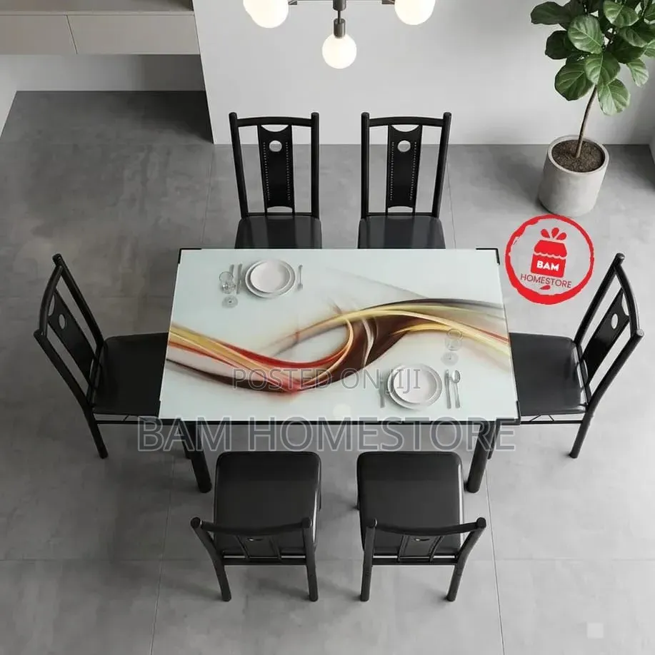 Modern Glass Dining Table Set - Meza Ya Chakula Ya Kisasa(4 6 People)