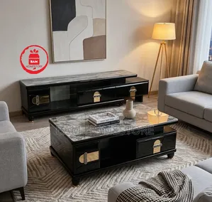 Luxury Marble Top Tv Stand Coffee Table Set - Set Meza Ya Kifahari