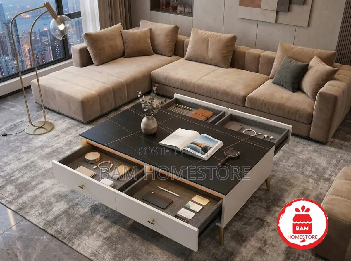 Modern Smart Coffee Table With Storage - Meza Ya Kifahari Ya Sebule