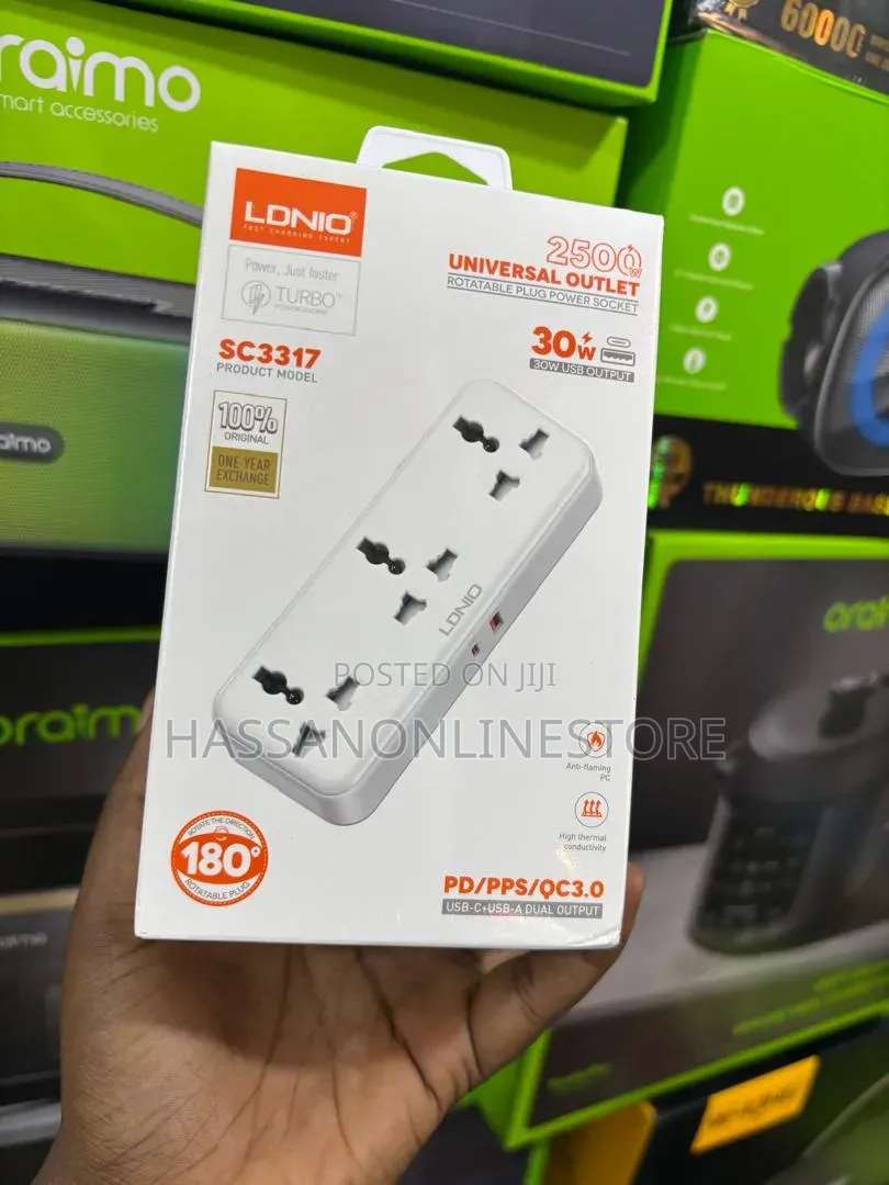 Ldnio Sc3317 3 Ac Outlets Portable Extension Power Socket