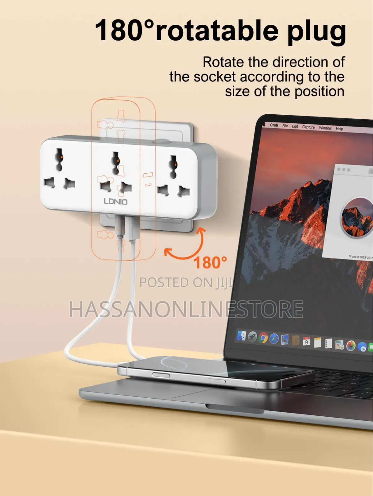 Ldnio Sc3317 3 Ac Outlets Portable Extension Power Socket